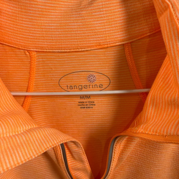 Tangerine Quarter Zip Striped Orange Top Long Sleeve Women’s Medium - Picture 5 of 10